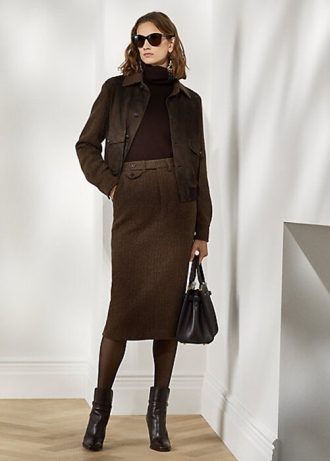 Fuste maro din lână Ralph Lauren Mychele pentru femei