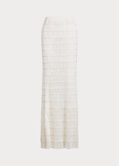 Fuste maxi ornamentate Ralph Lauren Fontanna de damă albe Fuste maxi ornamentate Ralph Lauren Fontanna de damă albe