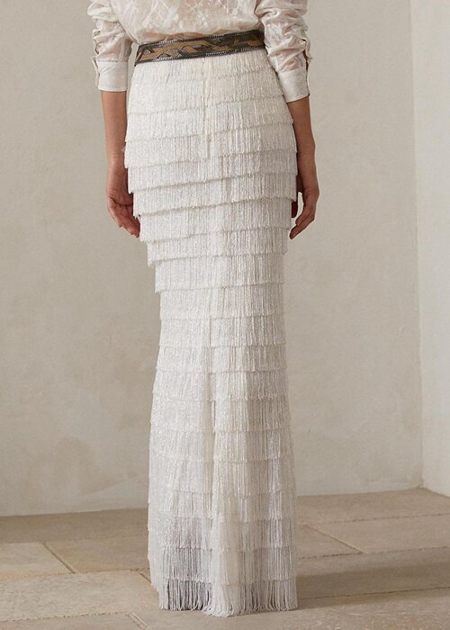 Fuste maxi ornamentate Ralph Lauren Fontanna de damă albe Fuste maxi ornamentate Ralph Lauren Fontanna de damă albe