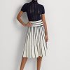 Fuste midi din tricot cu dungi Ralph Lauren pentru femei crem / bleumarin Fuste midi din tricot cu dungi Ralph Lauren pentru femei crem / bleumarin