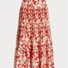Fuste midi în formă de A, pliate, din satin, cu imprimeu Ralph Lauren, Rose Fuste midi în formă de A, pliate, din satin, cu imprimeu Ralph Lauren, Rose