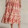 Fuste midi în formă de A, pliate, din satin, cu imprimeu Ralph Lauren, Rose Fuste midi în formă de A, pliate, din satin, cu imprimeu Ralph Lauren, Rose