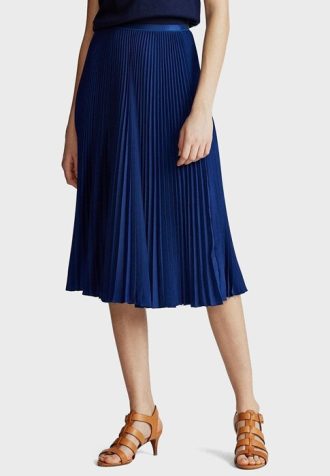 Fuste midi Ralph Lauren Plisse pentru femei albastre