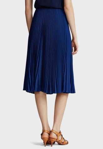 Fuste midi Ralph Lauren Plisse pentru femei albastre