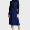 Fuste midi Ralph Lauren Plisse pentru femei albastre