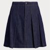 Fuste mini din denim plisate Ralph Lauren pentru femei bleumarin Fuste mini din denim plisate Ralph Lauren pentru femei bleumarin