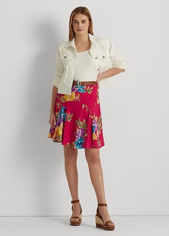Fuste multicolore de damă Ralph Lauren Floral Georgette