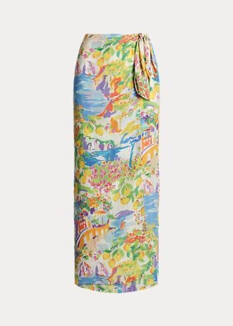 Fuste multicolore din voile de in pentru femei Ralph Lauren Danyelle