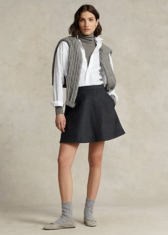 Fuste în formă de A din lână și cașmir pentru femei Ralph Lauren, gri închis