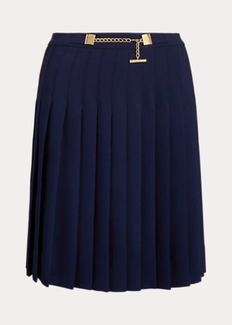 Fuste în georgette plisate Ralph Lauren pentru femei bleumarin