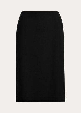 Fuste negre Ralph Lauren Cindy din lână elastică creponată