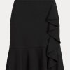 Fuste Ponte cu Volane Ralph Lauren pentru femei negre