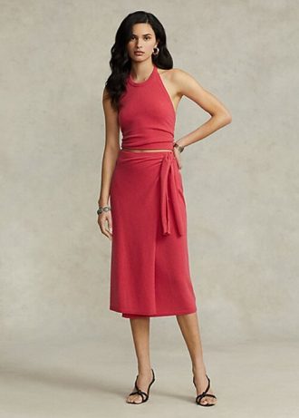Fuste roșii din cașmir pentru pulover Ralph Lauren pentru femei Fuste roșii din cașmir pentru pulover Ralph Lauren pentru femei