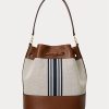 Geantă de mână Andie mare din pânză Ralph Lauren Lauren Tan/ Navy Stripe Geantă de mână Andie mare din pânză Ralph Lauren Lauren Tan/ Navy Stripe