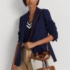 Geantă de mână Andie mare din pânză Ralph Lauren Lauren Tan/ Navy Stripe Geantă de mână Andie mare din pânză Ralph Lauren Lauren Tan/ Navy Stripe