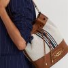 Geantă de mână Andie mare din pânză Ralph Lauren Lauren Tan/ Navy Stripe Geantă de mână Andie mare din pânză Ralph Lauren Lauren Tan/ Navy Stripe