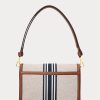 Geantă de mână medie din pânză în dungi Ralph Lauren Lauren Tan/Navy Geantă de mână medie din pânză în dungi Ralph Lauren Lauren Tan/Navy