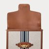 Geantă de mână medie din pânză în dungi Ralph Lauren Lauren Tan/Navy Geantă de mână medie din pânză în dungi Ralph Lauren Lauren Tan/Navy