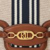 Geantă de mână medie din pânză în dungi Ralph Lauren Lauren Tan/Navy Geantă de mână medie din pânză în dungi Ralph Lauren Lauren Tan/Navy