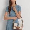 Geantă de mână medie din pânză în dungi Ralph Lauren Lauren Tan/Navy Geantă de mână medie din pânză în dungi Ralph Lauren Lauren Tan/Navy