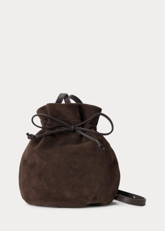 Geantă de mână Ralph Lauren The Suede Pony pentru femei Tobacco