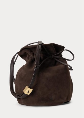 Geantă de mână Ralph Lauren The Suede Pony pentru femei Tobacco
