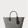 Geantă neagră pentru femei Ralph Lauren Houndstooth Medium Bellport Geantă neagră pentru femei Ralph Lauren Houndstooth Medium Bellport