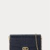 Genți Crossbody Adair medii din piele în relief Ralph Lauren pentru femei, rafinate bleumarin