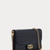 Genți Crossbody Adair medii din piele în relief Ralph Lauren pentru femei, rafinate bleumarin
