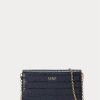 Genți Crossbody Adair medii din piele în relief Ralph Lauren pentru femei, rafinate bleumarin