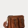 Genți Crossbody Noa medii din piele cu împânzire Ralph Lauren pentru femei Lauren Tan