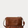Genți Crossbody Noa medii din piele cu împânzire Ralph Lauren pentru femei Lauren Tan