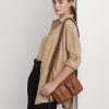 Genți Crossbody Noa medii din piele cu împânzire Ralph Lauren pentru femei Lauren Tan