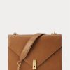 Genți Crossbody Ralph Lauren Polo ID din piele de vițel, maro, pentru femei