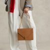 Genți Crossbody Ralph Lauren Polo ID din piele de vițel, maro, pentru femei
