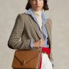 Genți Crossbody Ralph Lauren Polo ID din piele de vițel, maro, pentru femei