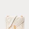 Genți Crossbody Ralph Lauren Polo ID din piele matlasată Ivory pentru femei