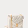 Genți Crossbody Ralph Lauren Polo ID din piele matlasată Ivory pentru femei