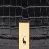 Genți de șa Ralph Lauren Polo ID cu relief croc pentru femei negre