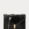 Genți de cruce cu lanț cu plic în relief pentru femei Ralph Lauren Polo ID negre