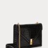 Genți de cruce cu lanț cu plic în relief pentru femei Ralph Lauren Polo ID negre