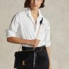 Genți de cruce cu lanț cu plic în relief pentru femei Ralph Lauren Polo ID negre