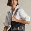 Genți de cruce cu lanț cu plic în relief pentru femei Ralph Lauren Polo ID negre