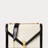 Genți de cruce pentru femei Ralph Lauren Polo ID Suede Envelope Crem/Negru
