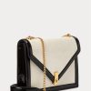 Genți de cruce pentru femei Ralph Lauren Polo ID Suede Envelope Crem/Negru