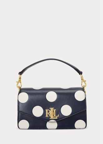 Genți de cruce Tayler mici cu buline Ralph Lauren, rafinate, bleumarin/vanilie