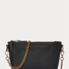 Genți de damă negre Ralph Lauren din piele Mini Sloane