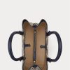 Genți de ghiozdan Marcy medii din piele cu imprimeu folie Ralph Lauren, rafinate, bleumarin/aur modern