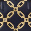 Genți de ghiozdan Marcy medii din piele cu imprimeu folie Ralph Lauren, rafinate, bleumarin/aur modern