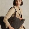 Genți de tote Bellport mari de paie, ciocolată, pentru femei, Ralph Lauren